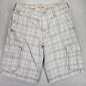 Urban Pipeline Cargo Shorts Men 32 Beige Plaid Pockets y2k Baggy Long